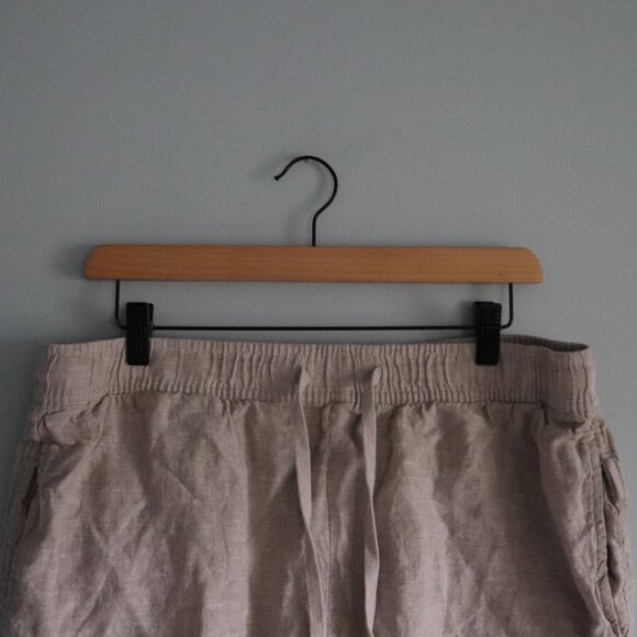 Panama Jack 100% Linen High Waist Lrg Cream Flat Front Elastic Bermuda Shorts - Picture 3 of 11